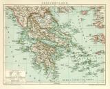 Griechenland historische Landkarte Lithographie ca. 1897