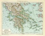 Griechenland historische Landkarte Lithographie ca. 1898