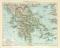 Griechenland Karte Lithographie 1898 Original der Zeit
