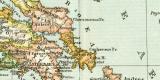 Das Alte Griechenland historische Landkarte Lithographie ca. 1892