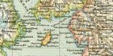 Großbritannien und Irland historische Landkarte Lithographie ca. 1892