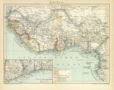 Guinea historische Landkarte Lithographie ca. 1895