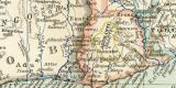 Guinea historische Landkarte Lithographie ca. 1895