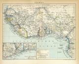 Guinea Karte Lithographie 1896 Original der Zeit