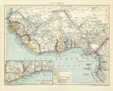 Guinea historische Landkarte Lithographie ca. 1897