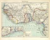 Guinea Karte Lithographie 1898 Original der Zeit