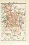Halle an der Saale historischer Stadtplan Karte Lithographie ca. 1898