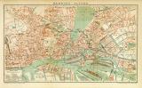 Hamburg Altona historischer Stadtplan Karte Lithographie ca. 1897