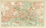 Hamburg Altona Stadtplan Lithographie 1898 Original der Zeit