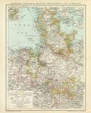 Hannover Schleswig-Holstein Braunschweig und Oldenburg historische Landkarte Lithographie ca. 1892