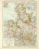 Hannover Schleswig-Holstein Braunschweig und Oldenburg historische Landkarte Lithographie ca. 1896