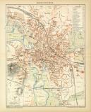 Hannover historischer Stadtplan Karte Lithographie ca. 1898