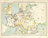 Militärkarte Europa Lithographie 1892 Original der Zeit