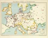 Militärdislokation in Centraleuropa historische Militärkarte Lithographie ca. 1897