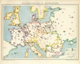 Militärdislokation in Centraleuropa historische Militärkarte Lithographie ca. 1898