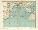 Indischer Ocean historische Landkarte Lithographie ca. 1892