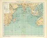 Indischer Ozean Karte Lithographie 1898 Original der Zeit