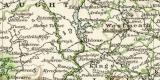 Irland historische Landkarte Lithographie ca. 1892