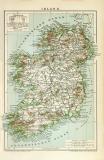 Irland historische Landkarte Lithographie ca. 1897