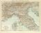 Ober-  und Mittelitalien historische Landkarte Lithographie ca. 1896