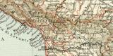 Ober Mittel Italien Karte Lithographie 1900 Original der Zeit