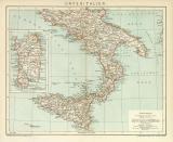 Unter Italien Karte Lithographie 1896 Original der Zeit