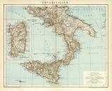 UnterItalien historische Landkarte Lithographie ca. 1897