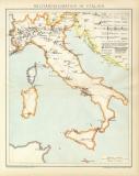 Militärdislokation in Italien historische Militärkarte Lithographie ca. 1892