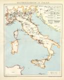 Militärdislokation in Italien historische Militärkarte Lithographie ca. 1898