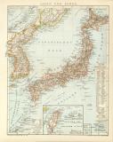 Japan und Korea historische Landkarte Lithographie ca. 1892