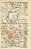 Das alte und das neue Jerusalem historischer Stadtplan Karte Lithographie ca. 1899