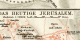 Das alte und das neue Jerusalem historischer Stadtplan Karte Lithographie ca. 1900