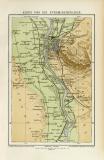 Kairo und die Pyramidenfelder historischer Stadtplan Karte Lithographie ca. 1892