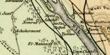 Kairo und die Pyramidenfelder historischer Stadtplan Karte Lithographie ca. 1900