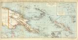 Deutsche Kolonien Pazifik Karte Lithographie 1900...