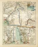 Kamerun Togo und Deutsch - Südwestafrika historische Landkarte Lithographie ca. 1896