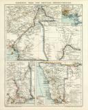 Kamerun Togo und Deutsch - Südwestafrika historische Landkarte Lithographie ca. 1897