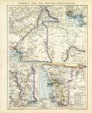 Kamerun Togo und Deutsch - Südwestafrika historische Landkarte Lithographie ca. 1900