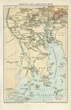 Kanton und Kantonstrom historische Landkarte Lithographie ca. 1892