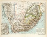 Kapkolonien Afrika Karte Lithographie 1898 Original der Zeit