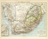 Kapkolonien historische Landkarte Lithographie ca. 1900
