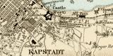 Kapstadt und Umgebung historischer Stadtplan Karte Lithographie ca. 1892