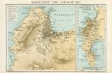 Kapstadt und Umgebung historischer Stadtplan Karte Lithographie ca. 1896