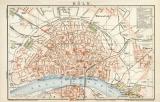 Köln historischer Stadtplan Karte Lithographie ca. 1892