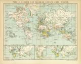 Kolonien Welt Karte Lithographie 1899 Jun. Original der Zeit