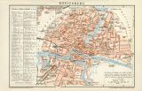 Königsberg historischer Stadtplan Karte Lithographie ca. 1892