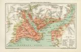 Konstantinopel historischer Stadtplan Karte Lithographie ca. 1892