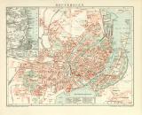 Kopenhagen historischer Stadtplan Karte Lithographie ca. 1896