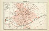 Krefeld historischer Stadtplan Karte Lithographie ca. 1892