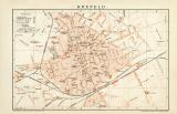 Krefeld historischer Stadtplan Karte Lithographie ca. 1896